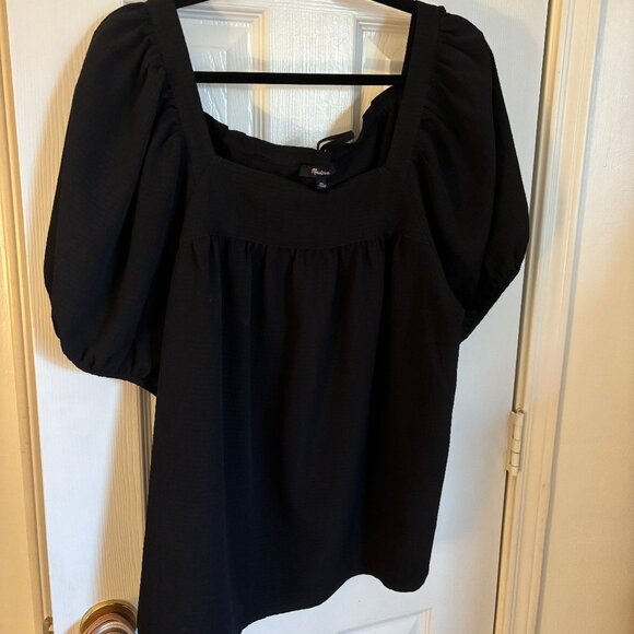Madewell Black Square Neck Babydoll Top - Picture 2 of 5